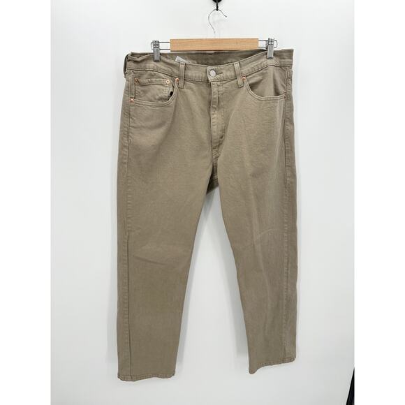 Levi's Men Khaki Tan 505 Straight Leg Denim Jeans Cotton Stretch  Size 36x30 - Picture 1 of 8
